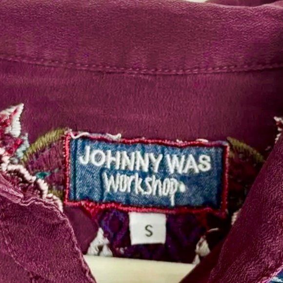 JOHNNY WAS Purple Floral Embroidered Long Sleeve Silk Top Small - Picture 8 of 12